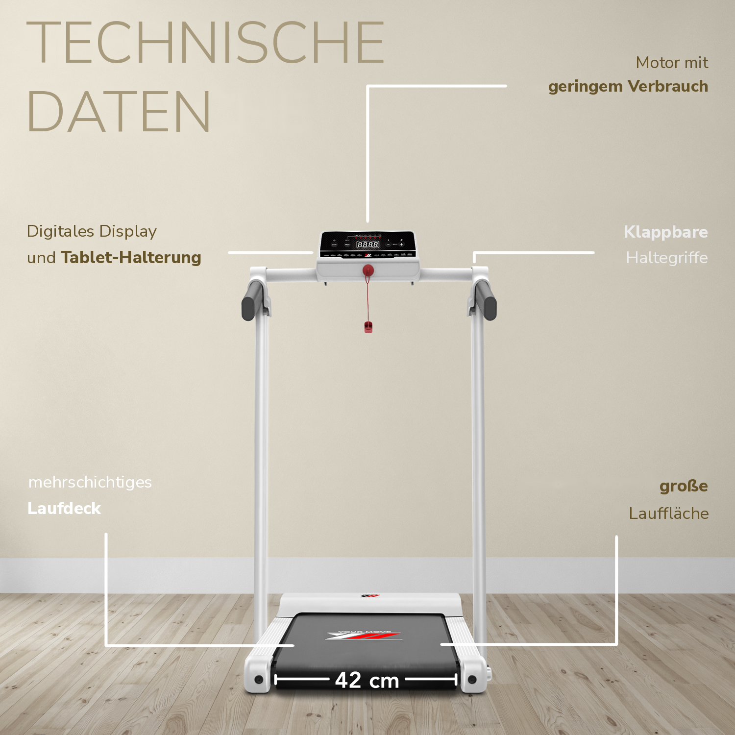 Laufband NEXT 1000 weiß, generalüberholt: technische Daten