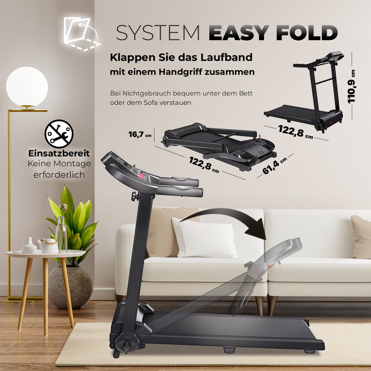 NEXT 1500 PRO, Easy-Fold-System: mit einem Handgriff geklappt, 16,7 cm geklappt, sofort einsatzbereit