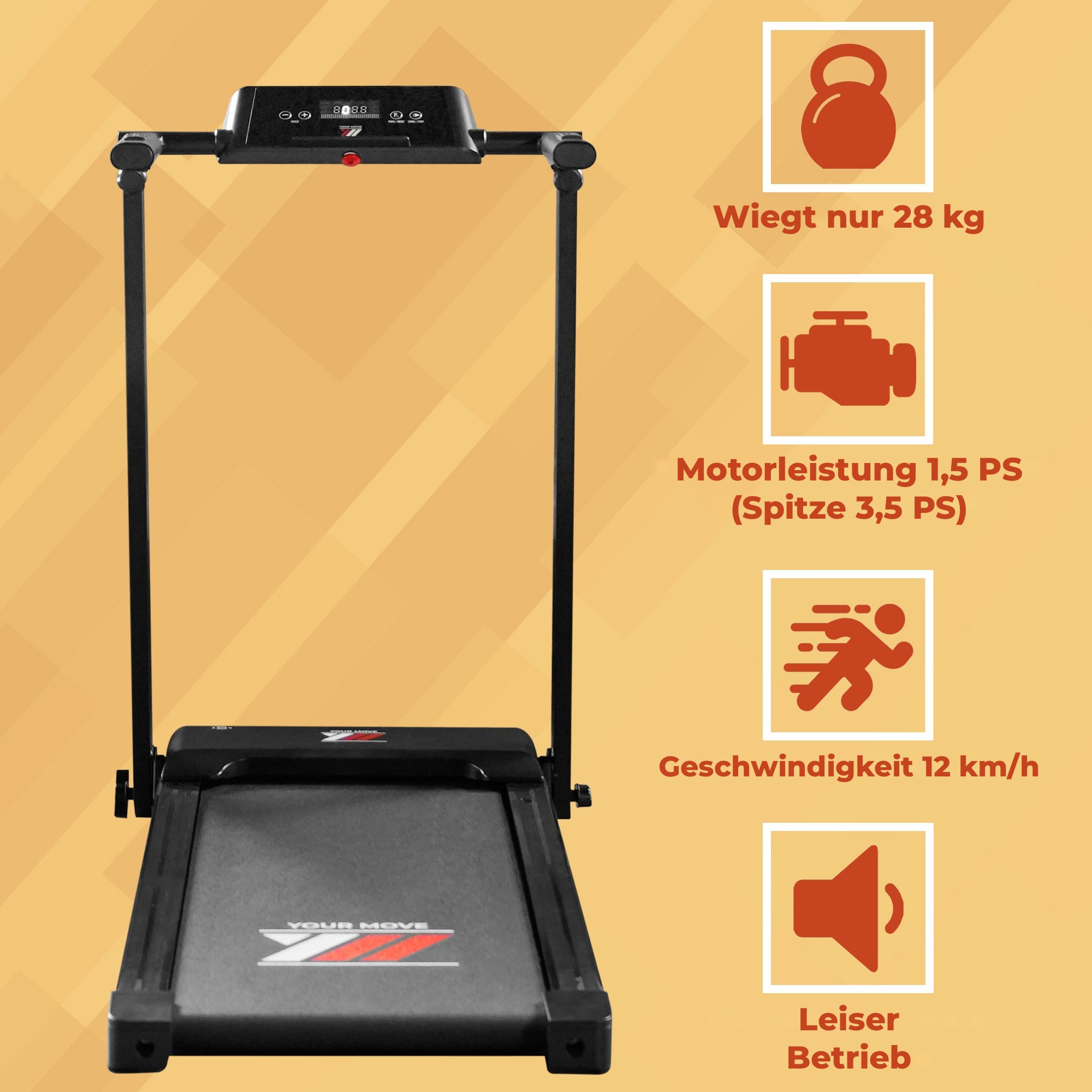 Laufband NEXT 2000 LOG: nur 28 kg, 1,5-PS-Motor, 12 km/h, leise