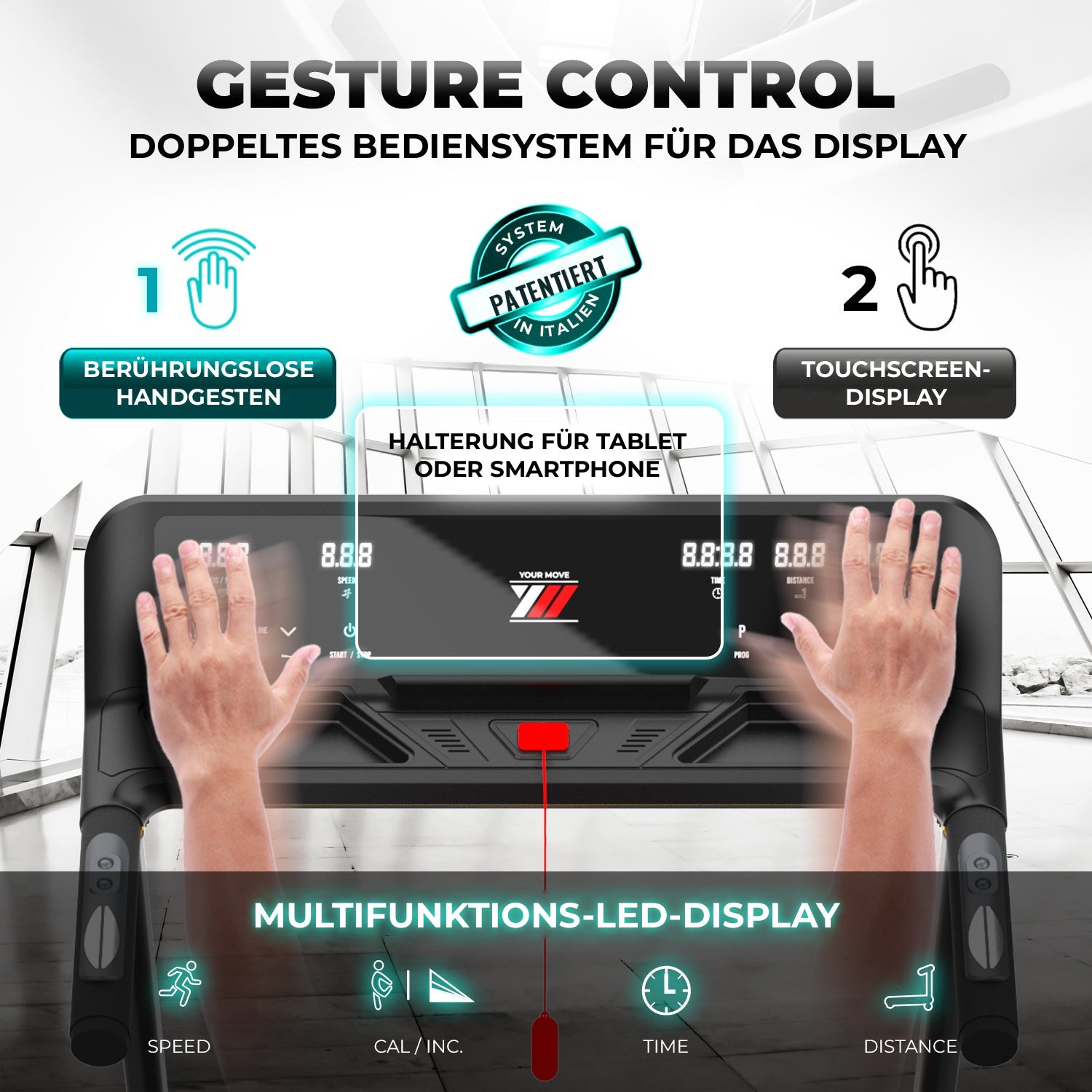NEXT 4000 PRO schwarz, generalüberholt: doppeltes Bediensystem mit berührungslosen Handgesten und Touchscreen