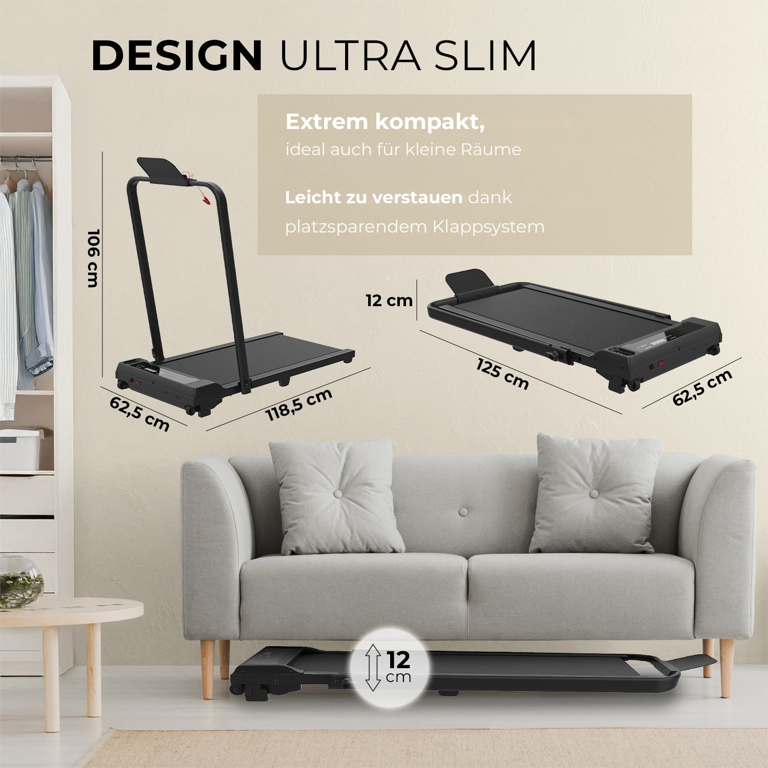 NEXT 500 PRO im Ultra-Slim-Design, platzsparend klappbar, ideal für kleine Räume