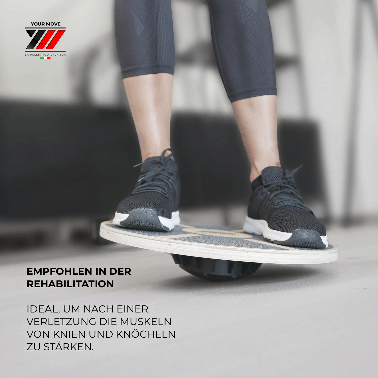Balance Board aus Holz Your Move, empfohlen in der Rehabilitation von Knien und Knöcheln