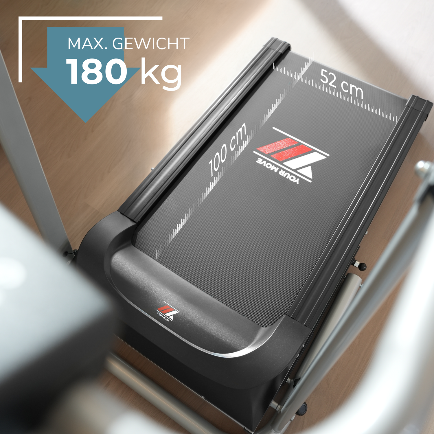 X120 BEAR: max. Benutzergewicht 180 kg, Lauffläche 100 x 52 cm