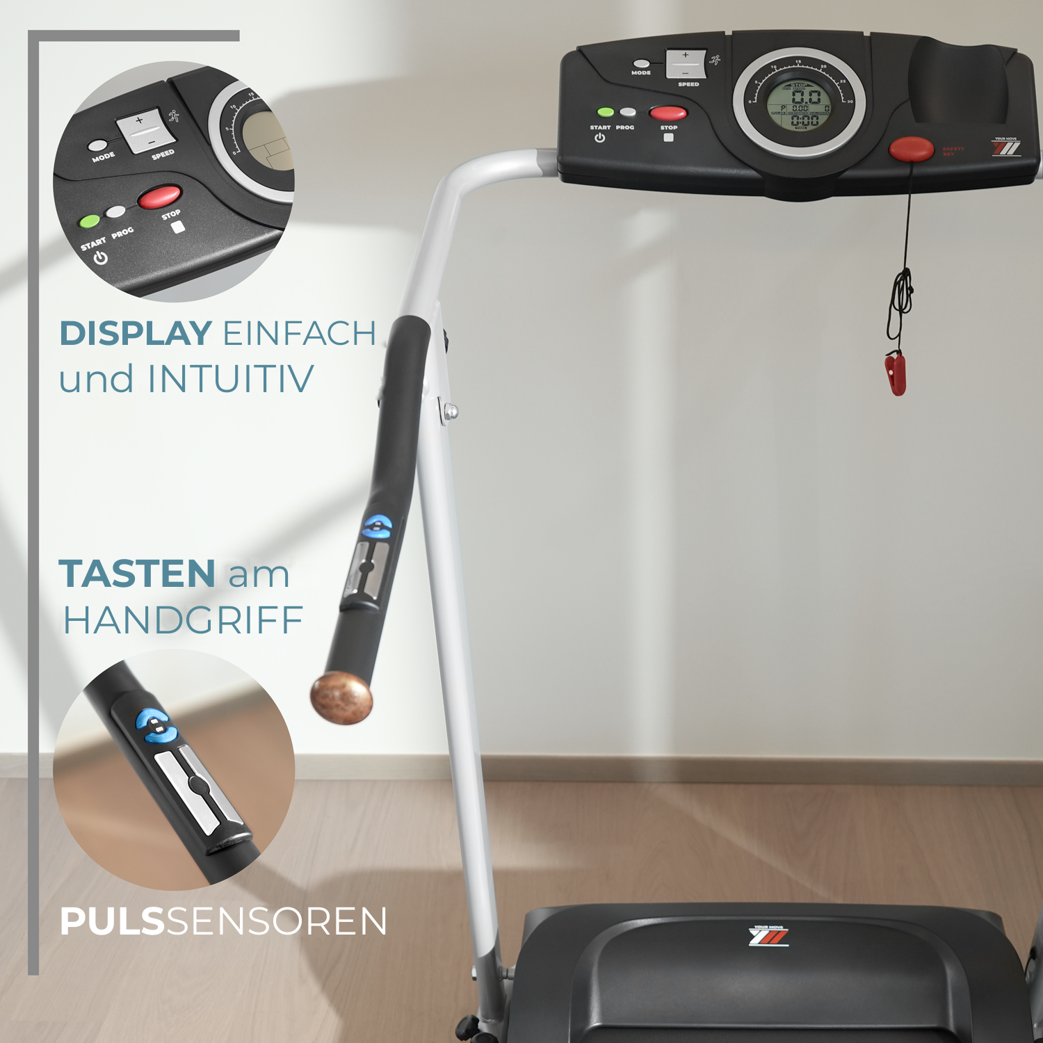 X120 BEAR: einfaches, intuitives Display, Bedienelemente am Griff, Pulssensoren